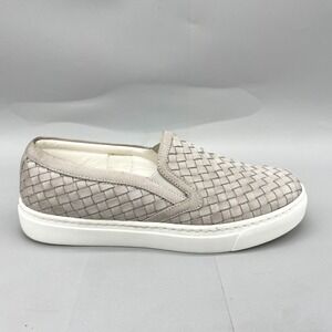 M Gemi Womens 37.5 7 The Cerchio Slip On Sneakers Gray Nubuck Woven Loafer Flats